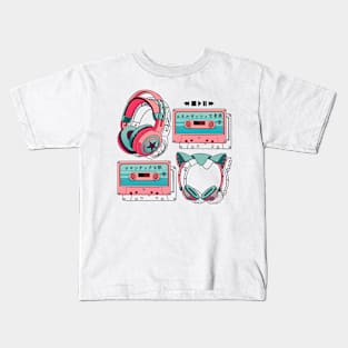 The Mxtapes and Headphones (for light background) Kids T-Shirt